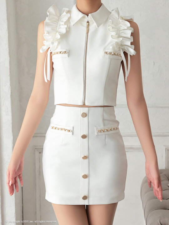 楽天市場】【an/アン】肩フリル/ ジッパー/ 襟付き/ ノースリーブ  