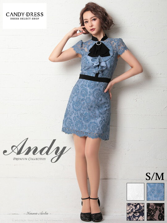 楽天市場 S M 送料無料 Andy アンディ フラワーレース ネックフリルリボンデザイン半袖フレアミニドレス An Ok2658 あんでぃ キャバドレス キャバ クラブ ラウンジ 銀座 六本木 高級 ブランド ワンピース パーティー Aライン 結婚式 二次会 白 黒 ネイビー ブルー