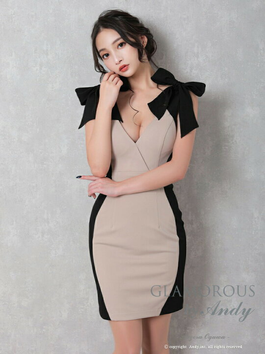 超美品 an アン キャバドレス ミニドレス ナイトドレス クロスネック  