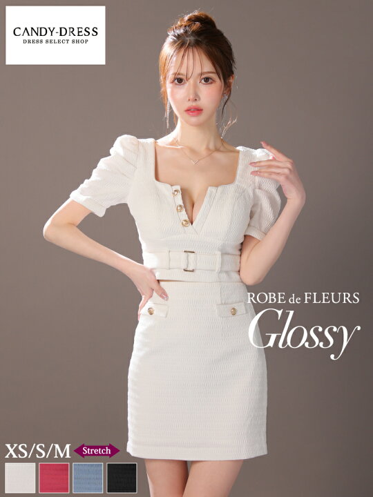 楽天市場】【ROBE de FLEURS Glossy / ローブドフルールグロッシー ROBE de FLEURS Glossy ホワイト ミニドレス