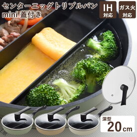 センターエッグトリプルパン ガラス蓋セット 21cm (送料無料) 仕切り フライパン 蓋付き たまご焼き 同時調理 卵焼き 玉子焼き 朝食 お弁当 時短 IH対応 ガス火対応 アーネスト