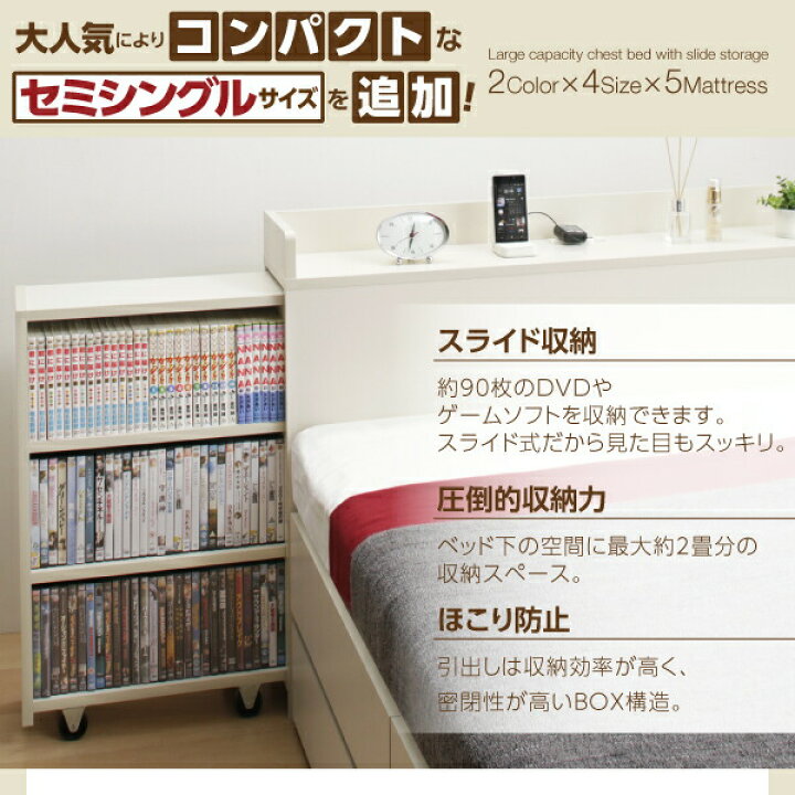 楽天市場】ベッド 収納付きベッド マットレス付き 収納 収納付 収納 