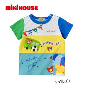 ミキハウス（MIKIHOUSE)Let's play sports!!☆プッチー＆うさこ半袖Tシャツ（マルチ・90cm）