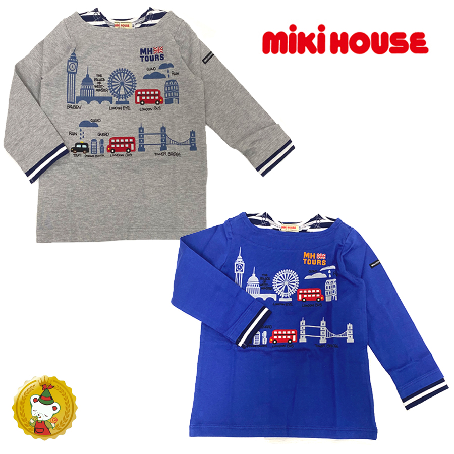 【40％OFFセール】ミキハウス【mikihouse】ロンドンバスツアー長袖Tシャツ(90cm)日本製・男の子