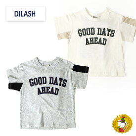 【30％OFFセール】ディラッシュ・DILASHカレッジロゴ袖アシンメTシャツ（80cm-150cm)男の子・女の子/子供服