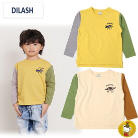 ディラッシュ/DILASH/恐竜刺繍クレイジー　長袖Tシャツ/（150cm-160cm)(男の子・ジュニアサイズ・ジュニアファッション）ロンT