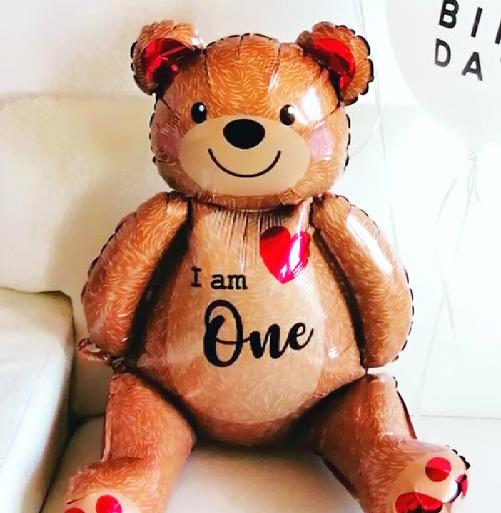 楽天市場 メール便送料無料 畳んでお届け メッセージバルーン テディベアバルーン 35 53センチ 空気でふくらませてお座りできちゃう 記念写真 お 誕生日プレゼント ショーウィンドー 展示 １歳 I M One ベビーシャワー おむつケーキ Candy Chouchou