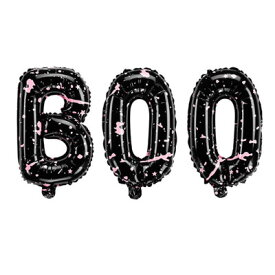 【 2023HW ポイント10倍！】ハロウィンバルーン　BOO　3文字のバルーン　65×35センチ　ブラック＆ピンク　飾り付け　コスチューム　デコレーション　ショーウィンドウ