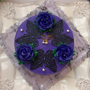 ハロウィン 紫のばらと蝶の ケーキ 5号 ケーキ 可愛いケーキ 誕生日ケーキ 大人 花 スイーツ ケーキ センイルケーキ バタークリーム バースデーケーキ お取り寄せ インスタ映え スイーツ ケ