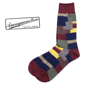 【日本製】 ANONYMOUSISM アノニマスイズム ソックス パッチワーククルー メンズ 靴下 80427100