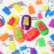 ネオン ハリボー グミパーツ (6 color, 2 size) 4ヶ入 ネイルパーツ デコパーツ ネイルアート 韓国ネイル