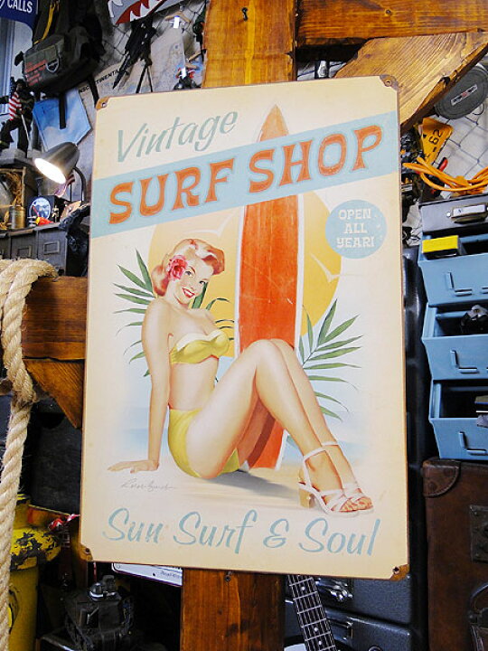 楽天市場】☆稀少な絶盤品☆ ピンナップガール ヴィンテージサーフ Wood Frame Vintage Poster パンサーピンナップガール
