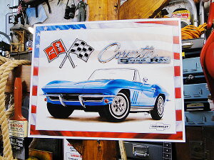 1965年 シボレー コルベット スティングレイ ブリキ看板 アメリカン雑貨 アメリカ雑貨 グッズ
