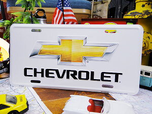 シボレー ライセンスプレート (ゴールドボウタイエンブレム) アメリカン雑貨 アメリカ雑貨 グッズ