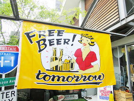 ビール無料！・・・・ただし明日ね！　ビッグサイズフラッグ　アメリカン雑貨　アメリカ雑貨　グッズ