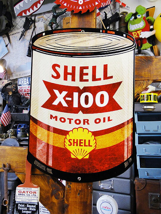 楽天市場】シェル オイル缶 U.S.ヘヴィースチールサイン （X-100 MOTOR 