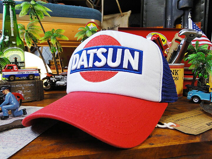 楽天市場 初回入荷分 即完売 のモンスターヒット商品 ダットサンのメッシュキャップ トリコロール アメリカ雑貨 アメリカン雑貨 アメリカ 雑貨 メンズ 帽子 レディース 夏 アウトドア つば付き 男女兼用 フリーサイズ 人気 かわいい ファッション アメカジ