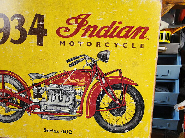 楽天市場】インディアンモーターサイクル ブリキ看板 1934年 