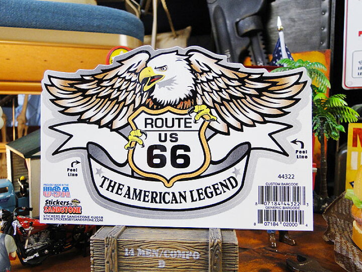 楽天市場 ルート66のステッカー Lサイズ イーグル リボンバナー 自分仕様だから愛着も強くなる こだわり派が夢中になる人気のアメリカ雑貨屋 ステッカー アメリカン雑貨 車 バイク スーツケース デカール シール オリジナル アルファベット 世田谷ベース レトロ
