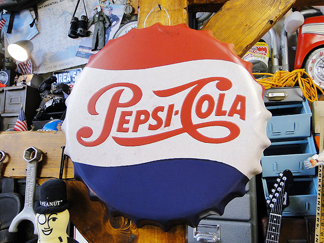 激安卸販売新品 昔のレトロなペプシロゴをモチーフにデザイン 誕生日 お祝い ペプシコーラのボトルキャップサイン