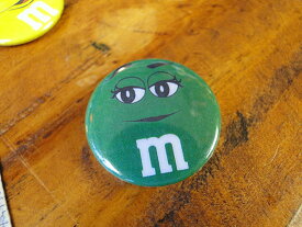 m&m's　缶バッジ　Sサイズ　（グリーン/フェイス）