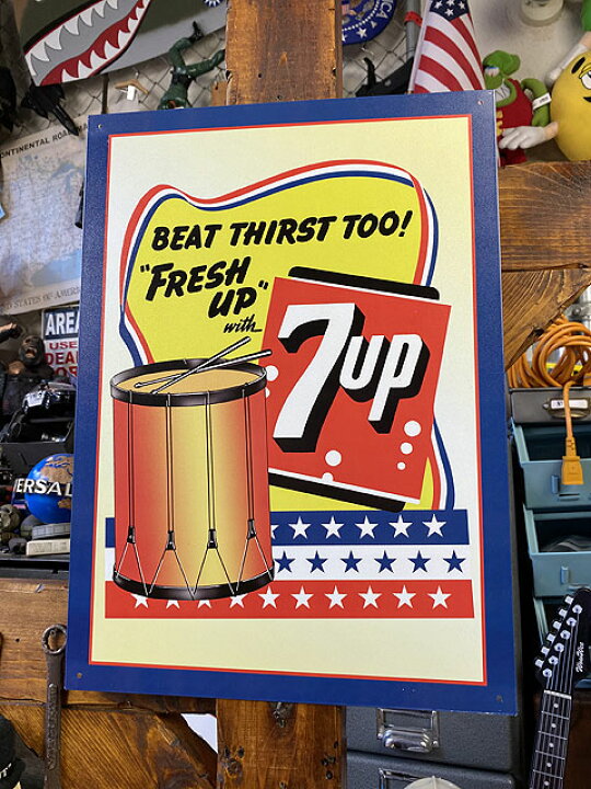 楽天市場】7UP セブンアップ ブリキ看板 （BEAT THIRST TOO 