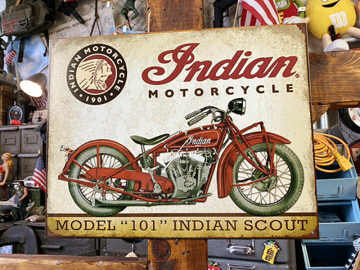 希少】Indian Motorcycles 販促看板 ゆるむ ブリキ看板