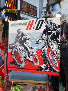 ハーレーダビッドソン ダートトラックレース キャンバスアート アメリカン雑貨 アメリカ雑貨 グッズ HARLEY DAVIDSON おしゃれ かっこいい バイク バイカー ブランド ガレージ