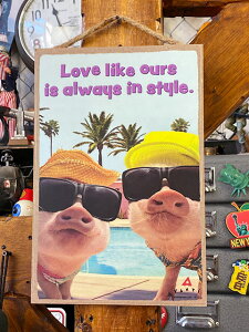 ファニーアニマル ハンギングサイン (サングラスピッグ) 看板 アメリカン雑貨 アメリカ雑貨 ハワイアン雑貨 ハワイ雑貨 ハワイグッズ ハワイアングッズ おしゃれ ショッ