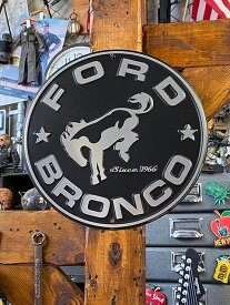 フォード　ブロンコ　ラウンド型ブリキ看板