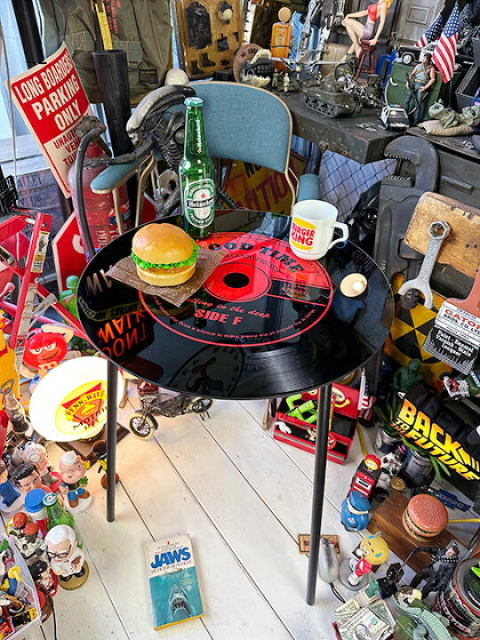 楽天市場】LPレコード ガラステーブル （レッド） アメリカン雑貨 