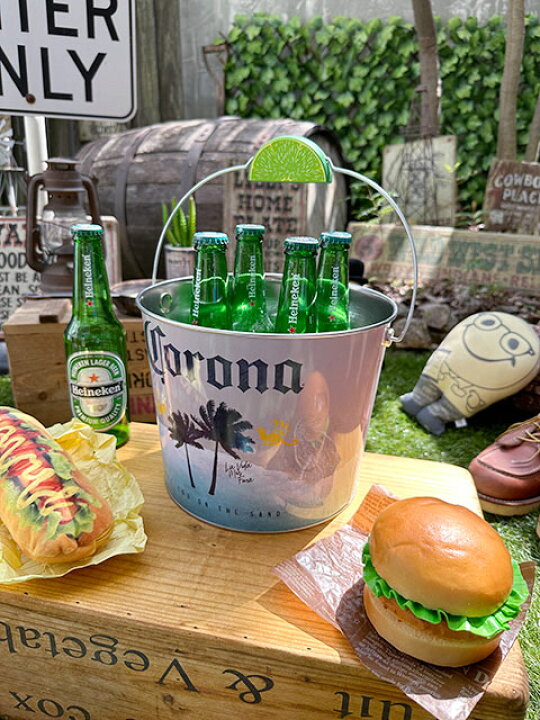 楽天市場】コロナビール ライムハンドル ティンバケツ （パームツリー 