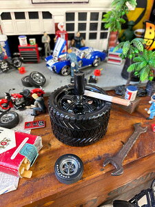 タイヤホイール型 スピンアシュトレイ (ブラック/TYPE B) 灰皿 アメリカン雑貨 アメリカ雑貨 グッズ トレー