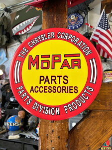 MOPAR モパー ラウンド型ブリキ看板 (PARTS DIVISION PRODUCTS) アメリカン雑貨 アメリカ雑貨 グッズ