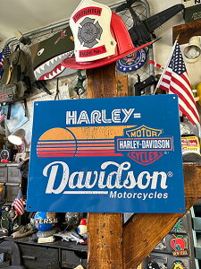 ハーレーダビッドソン サンセットライン エンボスティンサイン ブリキ看板 アメリカン雑貨 アメリカ雑貨 グッズ HARLEY DAVIDSON おしゃれ かっこいい バイク バイカー ブラン