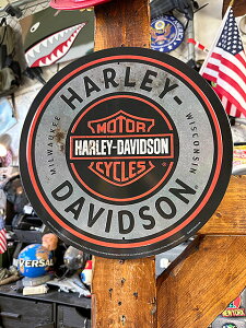 ハーレーダビッドソン B&S ヴィンテージ ラウンド型 エンボスティンサイン ブリキ看板 アメリカン雑貨 アメリカ雑貨 グッズ HARLEY DAVIDSON おしゃれ かっこいい バイク バイ