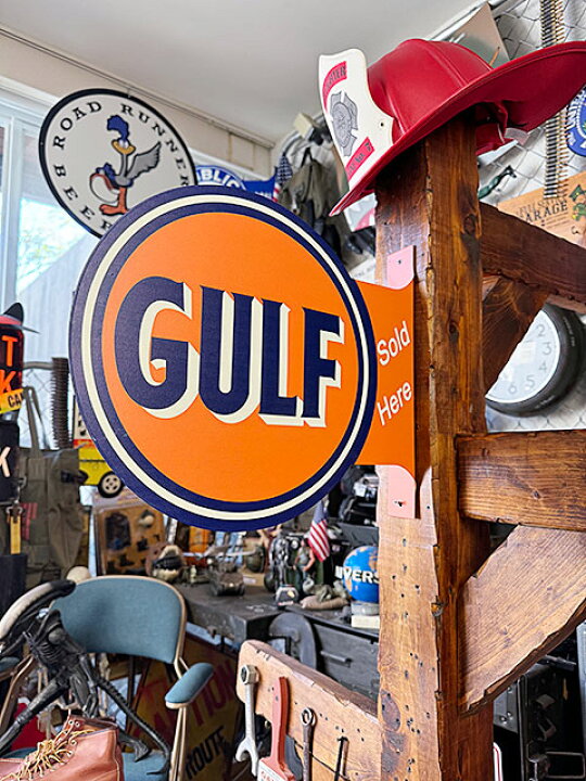 楽天市場】ガルフ サイド看板 両面プリント フランジメタルサイン GULF 