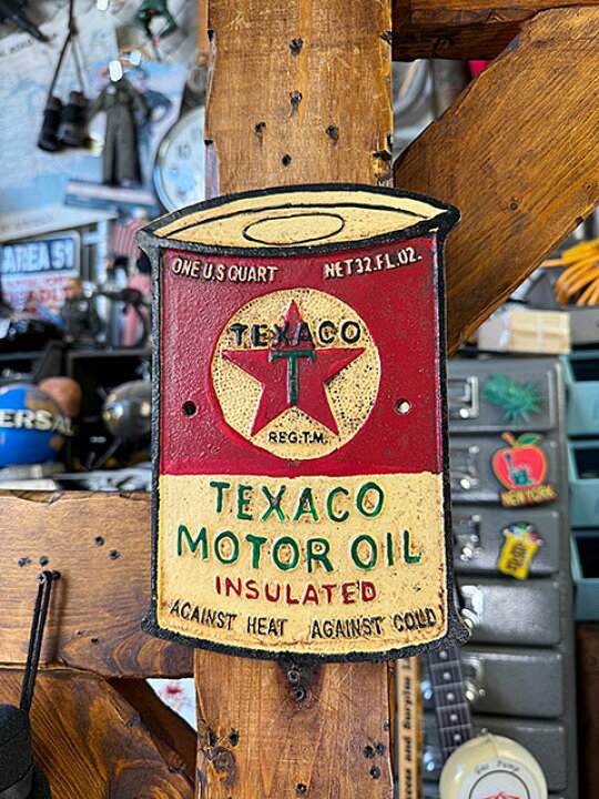 楽天市場】テキサコ オイル缶 キャストアイアンプレート ヴィンテージ  