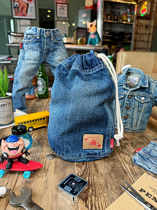 楽天市場】アライヤン デニム 巾着 （Mサイズ） 岡山産デニム MADE IN