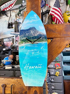 ハワイ ワイキキビーチ サーフボード ガラスクロック L 壁掛け時計 アメリカン雑貨 アメリカ雑貨 ハワイアン雑貨 ハワイ雑貨 ハワイグッズ ハワイアングッズ おしゃれ シ