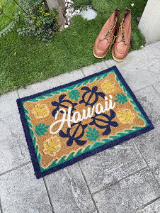 幸せを運ぶハワイの海の守り神 ホヌ ココマット (モンステラ&ホヌ) 玄関マット アメリカン雑貨 アメリカ雑貨 ハワイアン雑貨 ハワイ雑貨 ハワイグッズ ハワイアングッズ