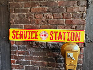 シェル サービスステーション ストリートサイン (SERVICE STATION) エンボス ティンサイン ブリキ看板 アメリカン雑貨 アメリカ雑貨 グッズ おしゃれ かっこいい ガレージ雑貨