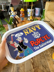 アメリカンキャラクター　ティントレイ　（ポパイ）　アメリカン雑貨　アメリカ雑貨　アメリカンダイナー　ダイナーグッズ　ダイニンググッズ　カフェスタイル　自宅バー　パブグッズ　おしゃれ かっこいい　ショップインテリア　キャラクターグッズ