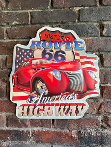 ヒストリック ルート66 カスタムホットロッド ブリキ看板 アメリカン雑貨 アメリカ雑貨 グッズ おしゃれ かっこいい ガレージ雑貨 ガレージング雑貨 ショップインテリア
