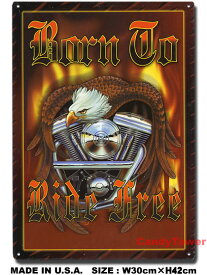 BORN　TO RIDE FREE　-アメリカハクトウワシ-　ブリキ看板　アメリカン雑貨　アメリカ雑貨　グッズ