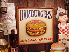 ハンバーガー　木製看板 ■ 通販 アメリカ雑貨 アメリカン雑貨 インテリア雑貨おしゃれ 人気 生活雑貨 壁掛け 壁飾り