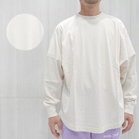 パームエンジェルス PALM ANGELS Tシャツ 長袖 ロンT メンズ クルーネック Classic Logo Over T-Shirt (0303 / OFF WHITE） 【PMAB001F21JER003】