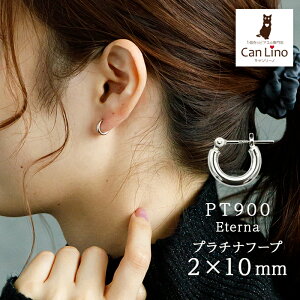プラチナ フープピアス 細い 小さい PT900 幅2mm×直径10mm アレルギー対応 日本製 おすすめ 片耳 1個 かわいい