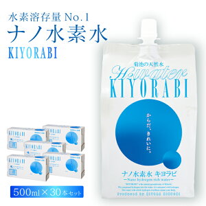 水素水 ナノ水素水 パウチ KIYORABI キヨラビ 500ml 30本 6本×5ケース 名水百選 菊池 天然水 水素溶存量 水素濃度 シリカ水 分子状水素 ミネラルウォーター H2 健康
