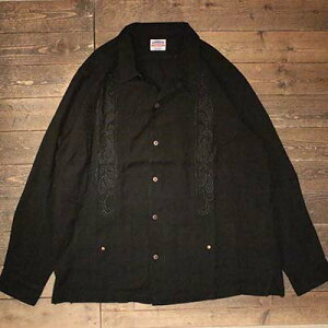 KUSTOMSTYLE SO-CAL(�J�X�^���X�^�C���\�[�L����)KSLS2107BK -LONGROOF- GUAYABERA LONG SLEEVE SHIRTS �O�@�W���x�[���V���c �L���[�o�V���c ���� COLOR: BLACK�yKUSTOMSTYLE SO-CAL���K�戵�X�zCannon Ball(�L���m���{�[��)
